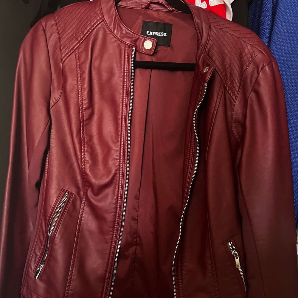 Express burgundy faux leather jacket